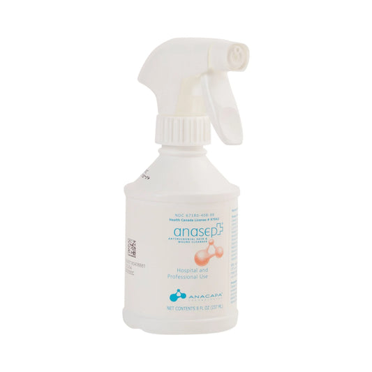 White spray bottle labeled 'anasep' on a white background
