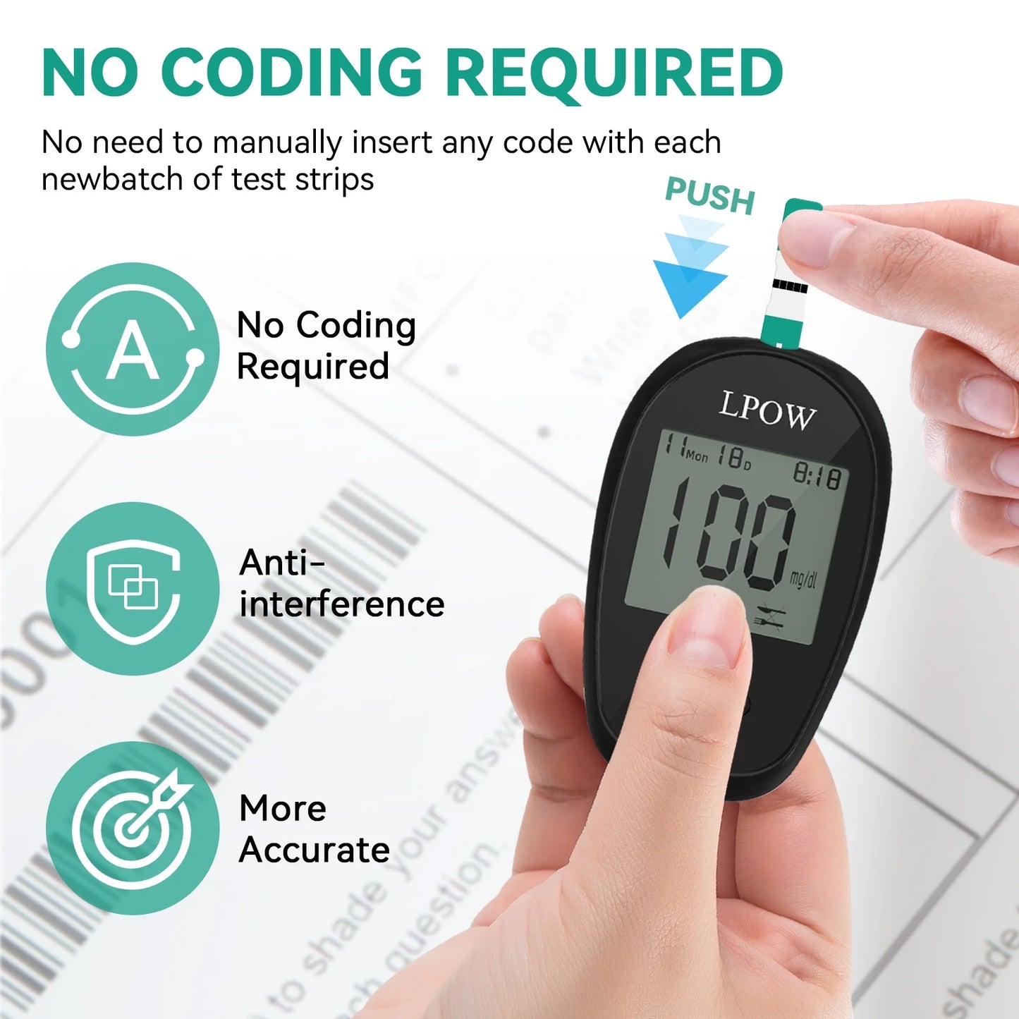 Blood Sugar Test Strips - 100 Count, Use with  Blood Glucose Monitor Only