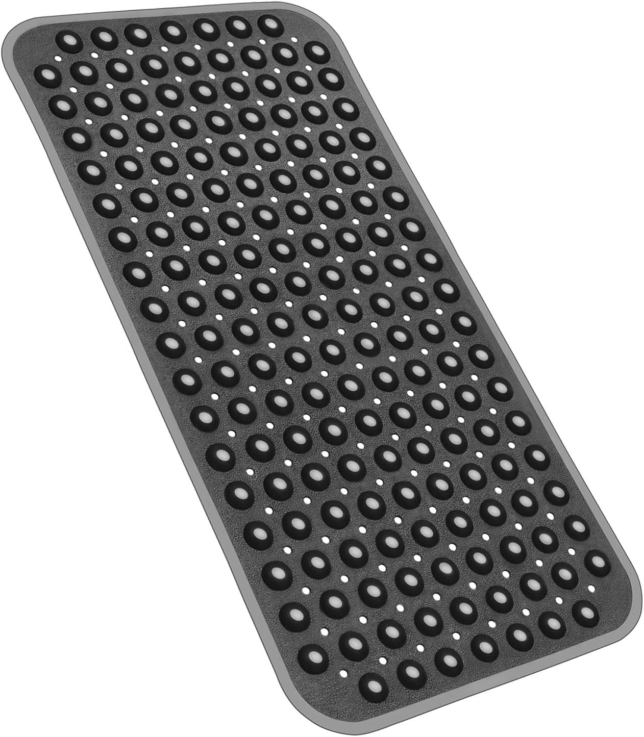 Gray foot mat with a textured surface on a white background

