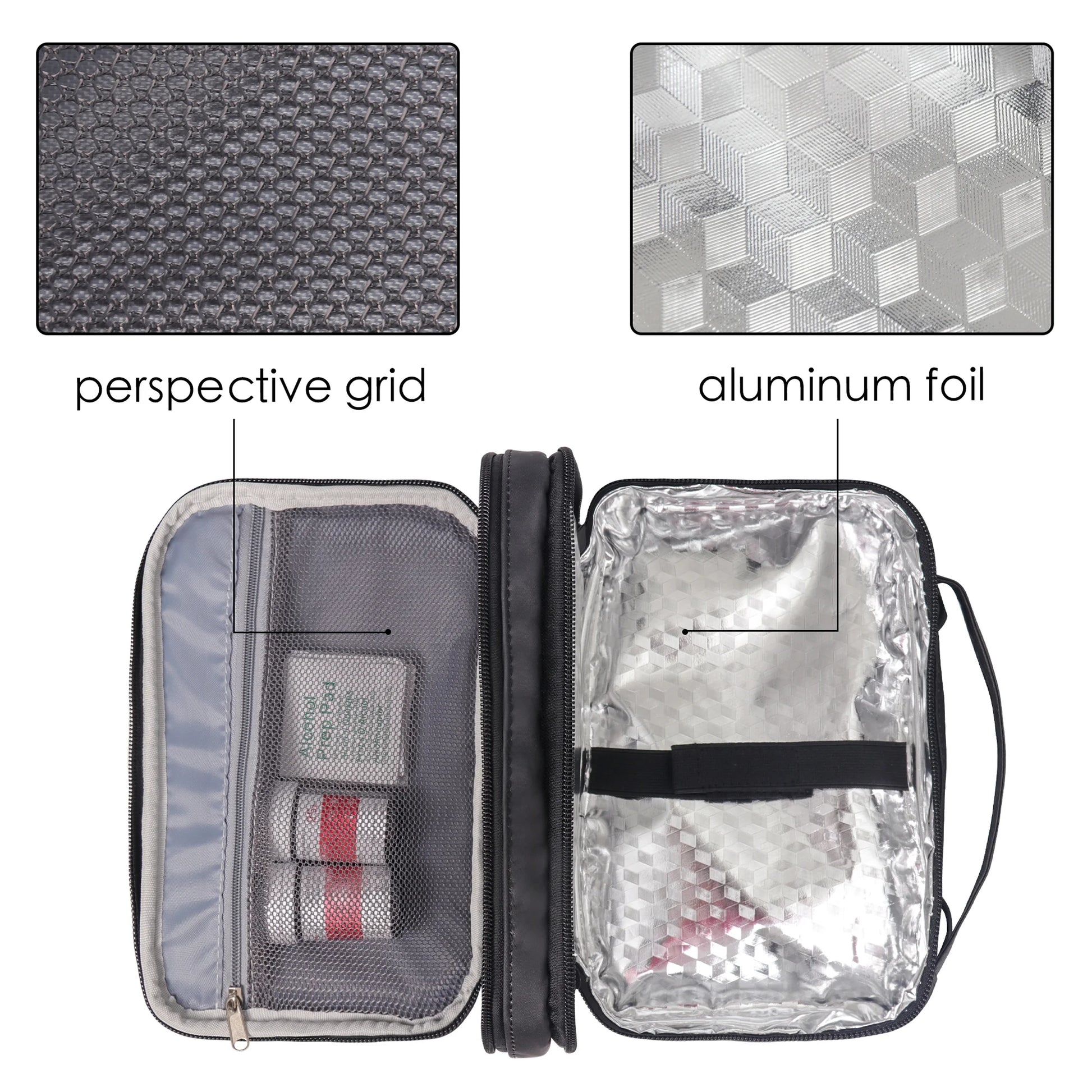 Diabetes Travel Carry Bag Insulin Cooler Case Diabetic Medication Cooler Diabetic Care Organizer with a Shoulder Strap and 4 Ice Packs - Black