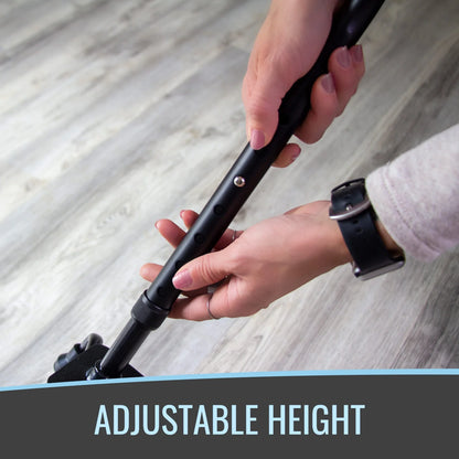 Quad Walking Cane, Sit to Stand Walker, Adjustable Canes for Men, Canes for Women, FSA HSA Eligible with Quad Base, Foam Handles Quad Cane, Black
