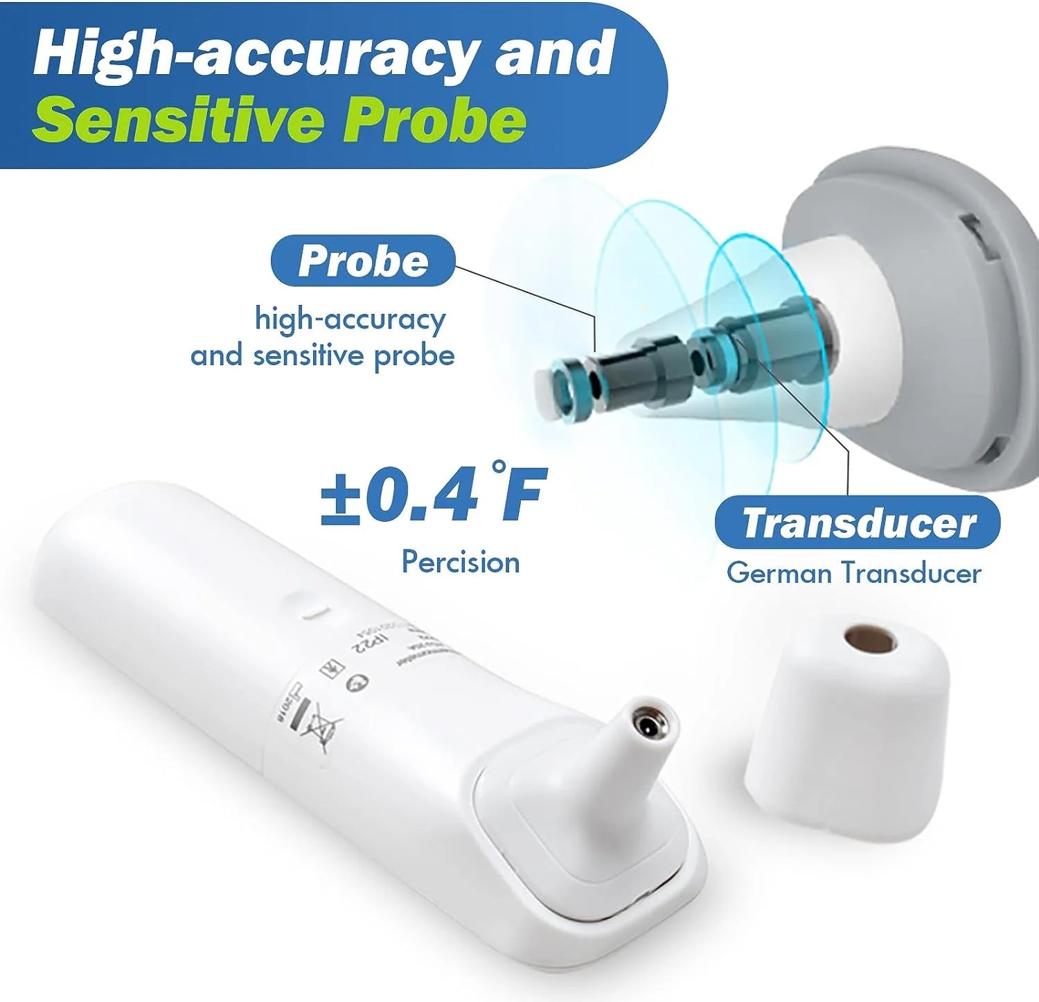 Ear Thermometer for Kids, Baby Thermometer with Forehead and Ear Mode for Adults, Infant, Kids and Toddler, Touchless and 1 Second Reading with Fever Alarm and Mute Function
