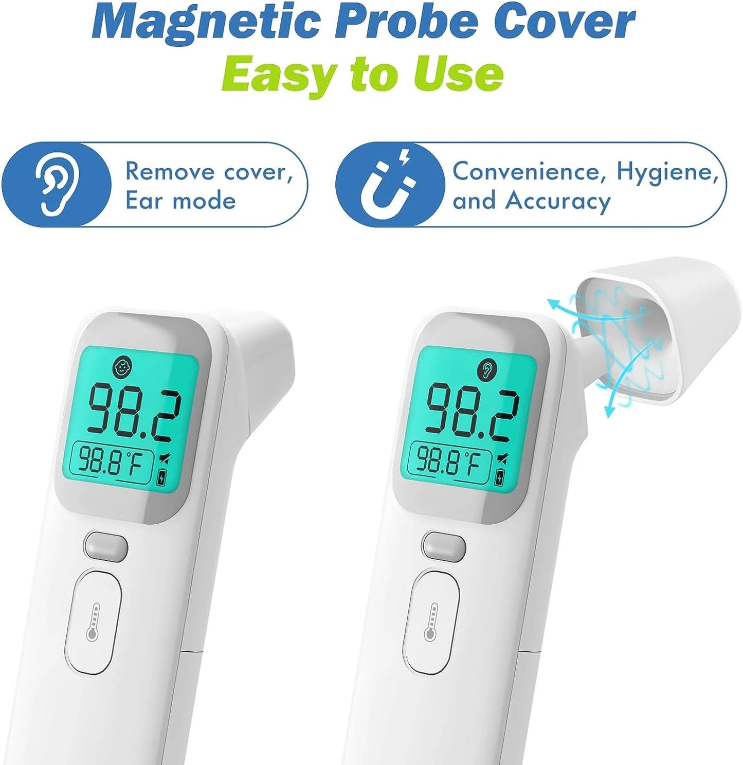 Ear Thermometer for Kids, Baby Thermometer with Forehead and Ear Mode for Adults, Infant, Kids and Toddler, Touchless and 1 Second Reading with Fever Alarm and Mute Function