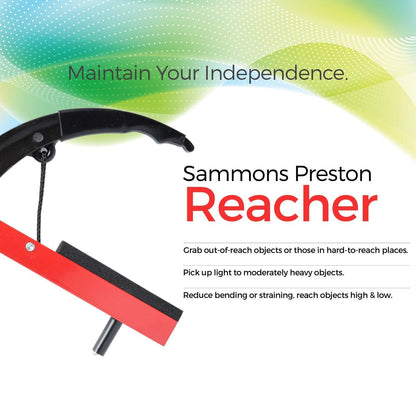 Sammons Preston Reacher with colorful abstract background and text about independence.