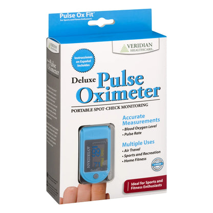 Veridian Healthcare Deluxe Pulse Oximeter packaging on a white background

