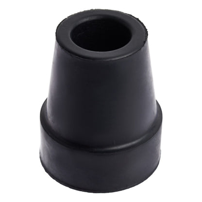 Black rubber cane tip on a white background

