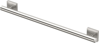 Stainless steel towel bar on a white background