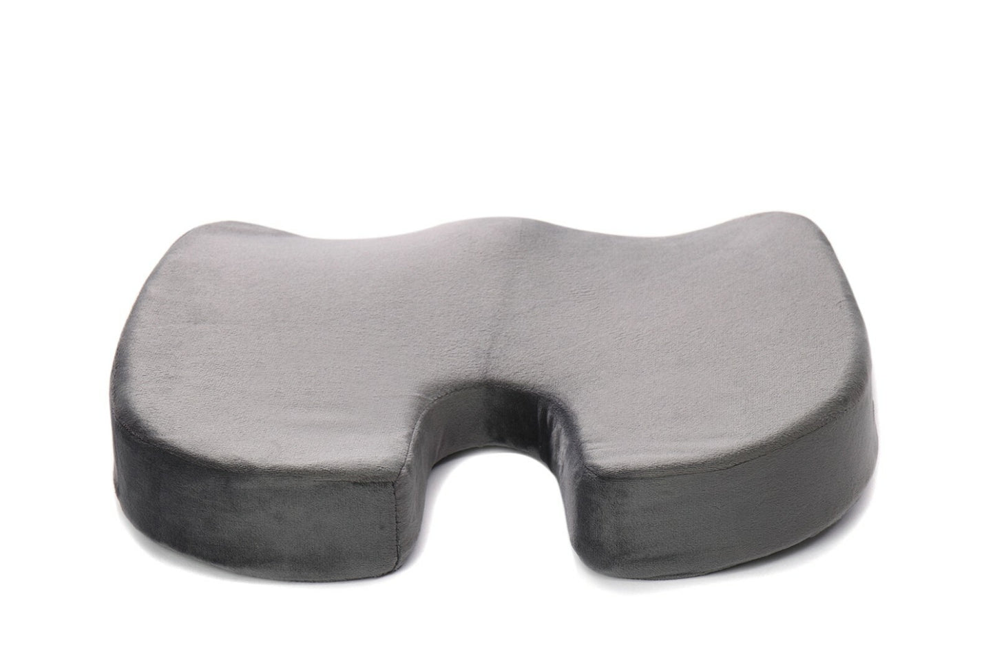 Gray cushion with a wavy design on a white background

