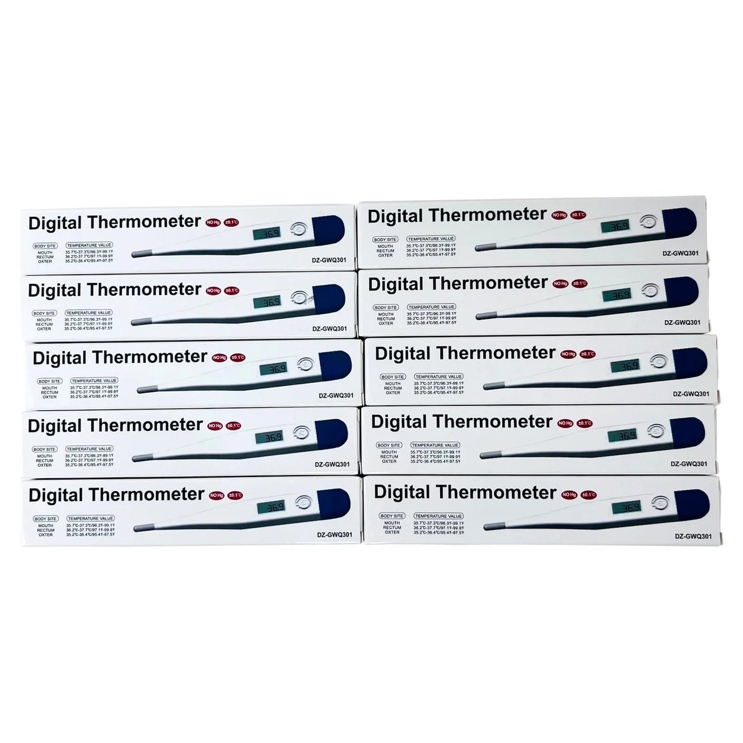 Clinical Digital Thermometer Oral/Rectal/Underarm - Pack of 10