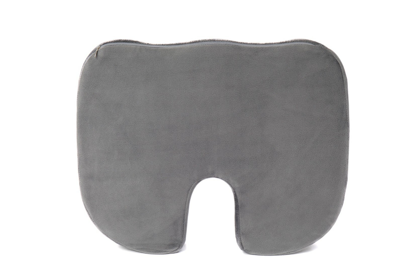 Gray cushion with a unique shape on a white background

