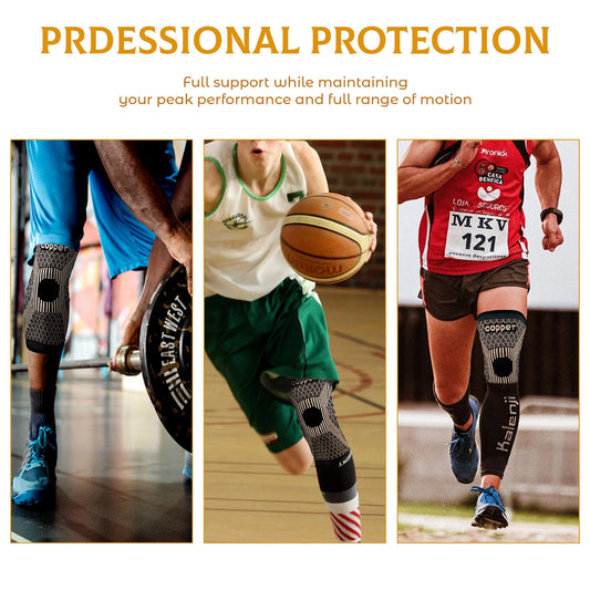 Three people wearing compression sleeves in different activities with text 'Professional Protection'.

