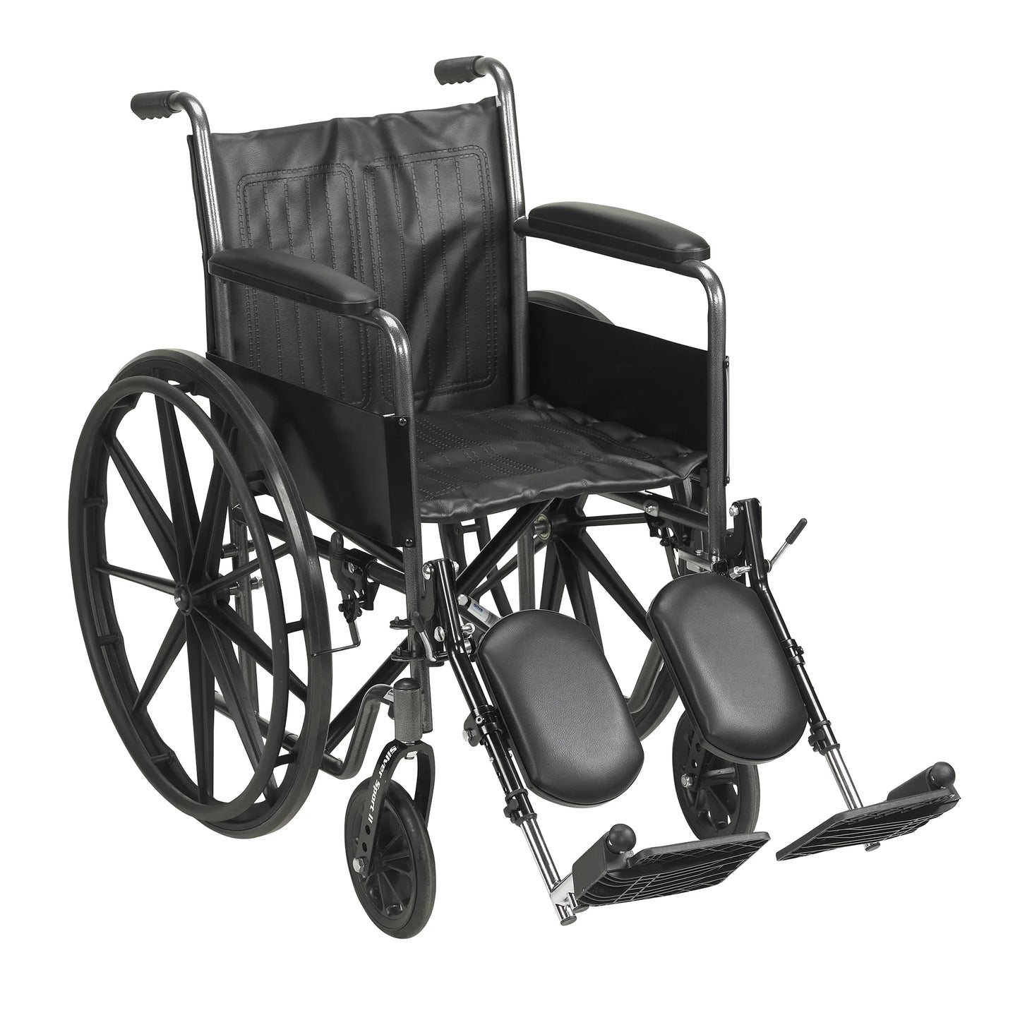 Black wheelchair on a white background

