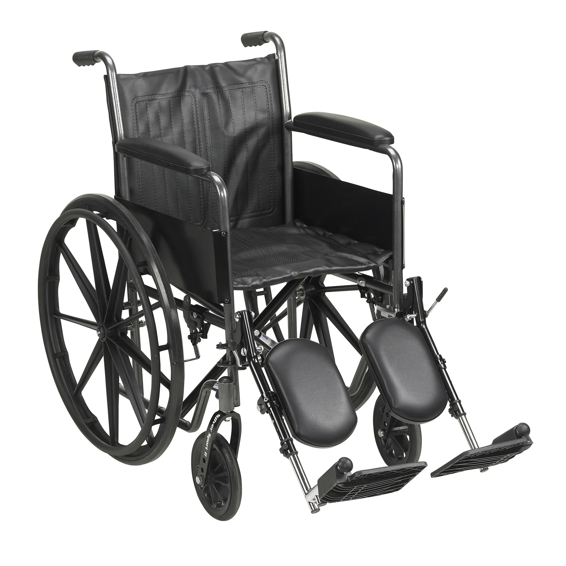 Black wheelchair on a white background

