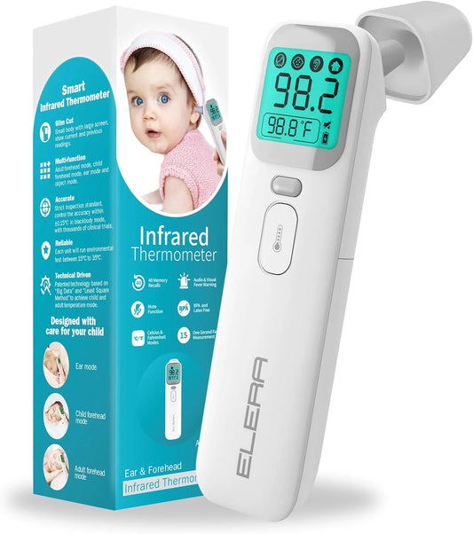 Ear Thermometer for Kids, Baby Thermometer with Forehead and Ear Mode for Adults, Infant, Kids and Toddler, Touchless and 1 Second Reading with Fever Alarm and Mute Function