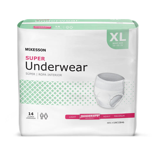 Super Underwear, Incontinence, Moderate Absorbency, XL, 56 Ct