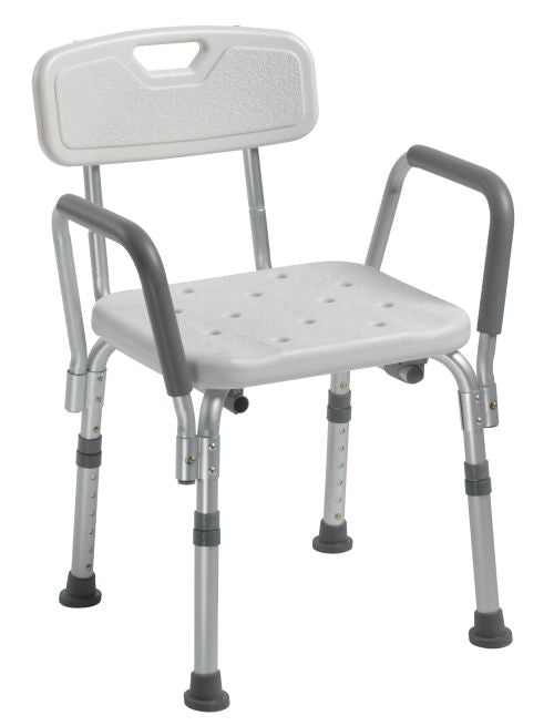Drive Medical Knock Down Bath Bench with Back & Padded Arms – Adjustable Height, 300 lb Capacity