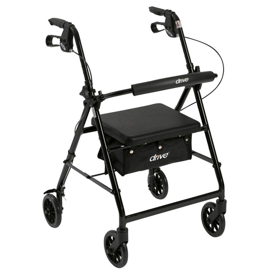 Drive Medical RS4 Rollator – 6" Wheels, Padded Seat, Removable Backrest