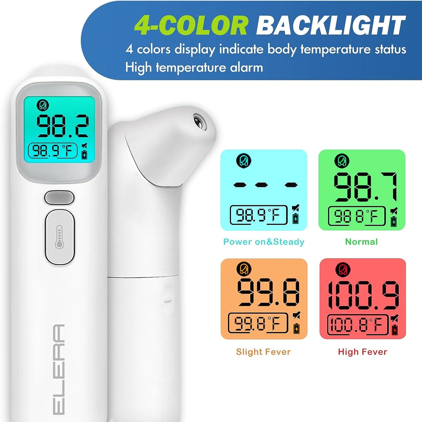 Ear Thermometer for Kids, Baby Thermometer with Forehead and Ear Mode for Adults, Infant, Kids and Toddler, Touchless and 1 Second Reading with Fever Alarm and Mute Function