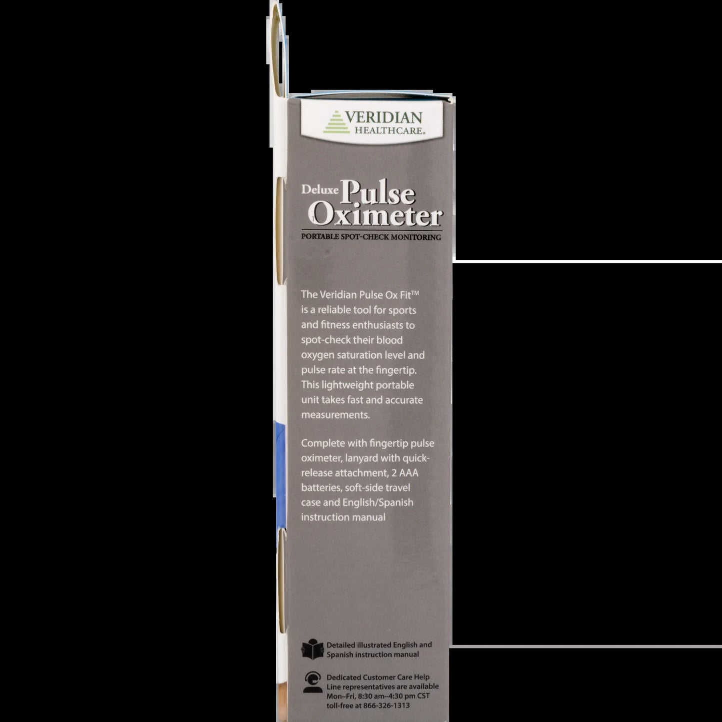 Veridian Healthcare Deluxe Pulse Oximeter packaging on a white background

