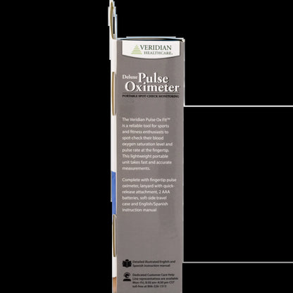 Veridian Healthcare Deluxe Pulse Oximeter packaging on a white background

