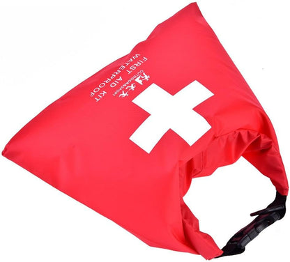 Red first aid kit bag with a white cross on a white background


