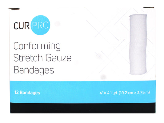 CUR PRO conforming stretch gauze bandages packaging on a white background

