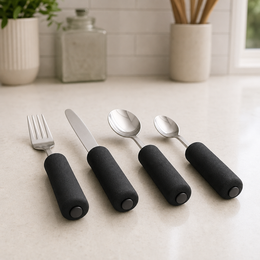 Large Grip Weighted Utensils – 4‑Piece Adaptive Dining Set