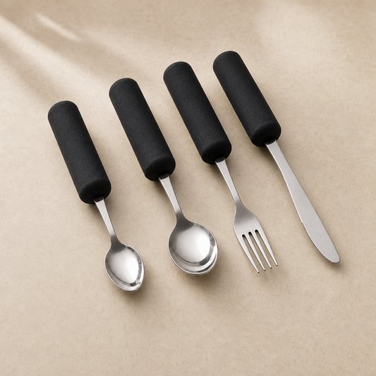 Large Grip Weighted Utensils – 4‑Piece Adaptive Dining Set