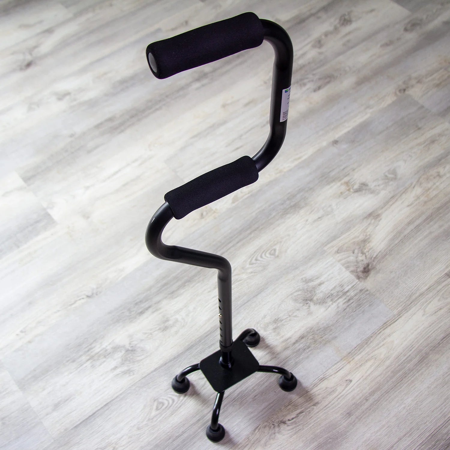 Quad Walking Cane, Sit to Stand Walker, Adjustable Canes for Men, Canes for Women, FSA HSA Eligible with Quad Base, Foam Handles Quad Cane, Black
