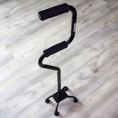 Quad Walking Cane, Sit to Stand Walker, Adjustable Canes for Men, Canes for Women, FSA HSA Eligible with Quad Base, Foam Handles Quad Cane, Black