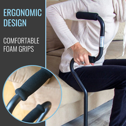 Quad Walking Cane, Sit to Stand Walker, Adjustable Canes for Men, Canes for Women, FSA HSA Eligible with Quad Base, Foam Handles Quad Cane, Black