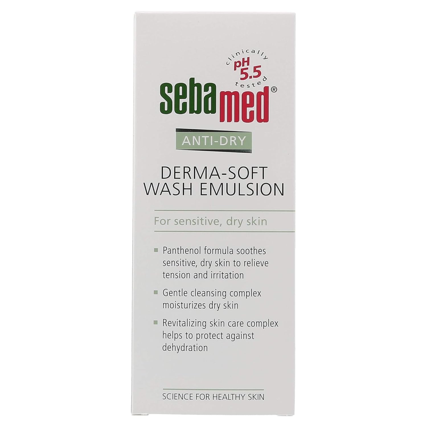 Sebamed Derma-Soft Wash Emulsion packaging on a white background

