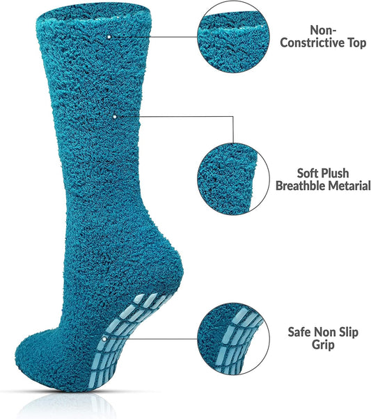 Blue sock with features labeled on a white background