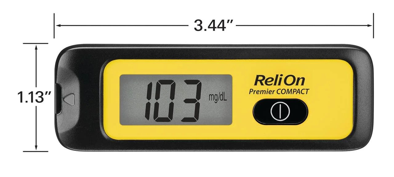 ReliOn Premier COMPACT Glucose Kit – Meter, 50 Strips, Lancer