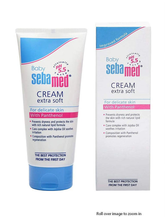 Sebamed Baby Cream Extra Soft packaging on a white background

